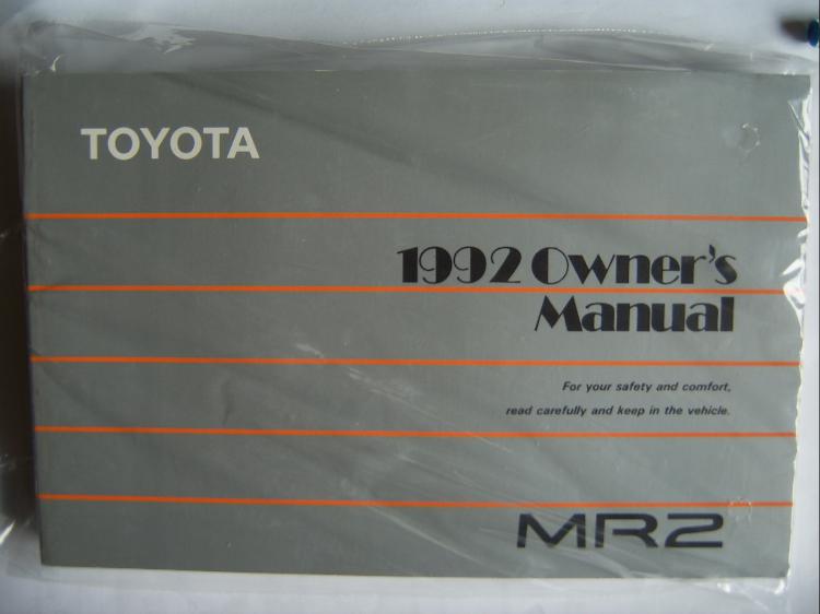 1992 Toyota MR2 Owners Manual